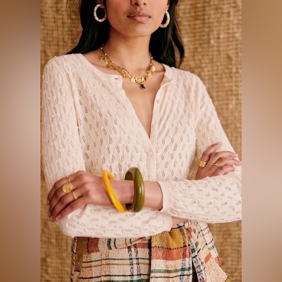 Sezane Philippe Cardigan in Cream - Small - Picture 3 of 7